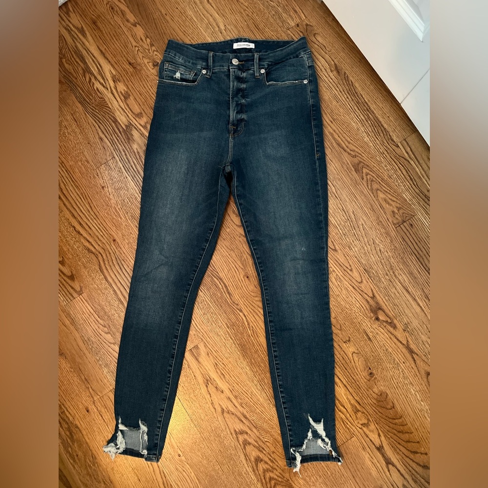 Good American jeans, slightly distressed, high waisted, size 8, size 29, skinny